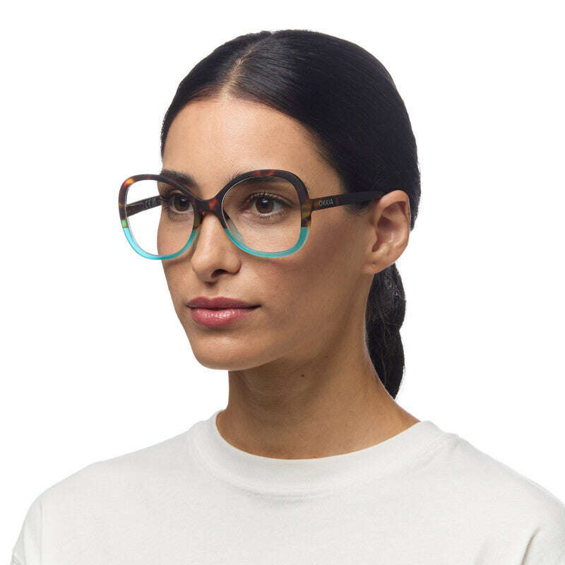okkia okkia occhiale da lettura mod verona premontato butterfly soft touch spring anti luce blu havana blue diottrie 1 50 ean 8056211374012