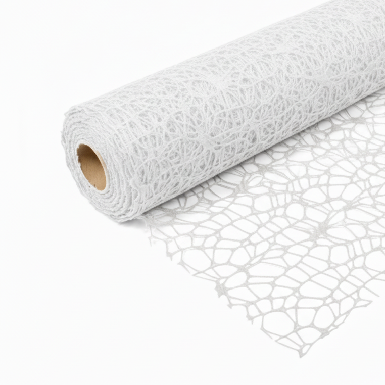 Rete polycotton per composizioni floreali, bomboniere e decorazioni. ARPIMEX H 48 cm × 5 mt, colore bianco, poliestere morbido ean 8018318170485