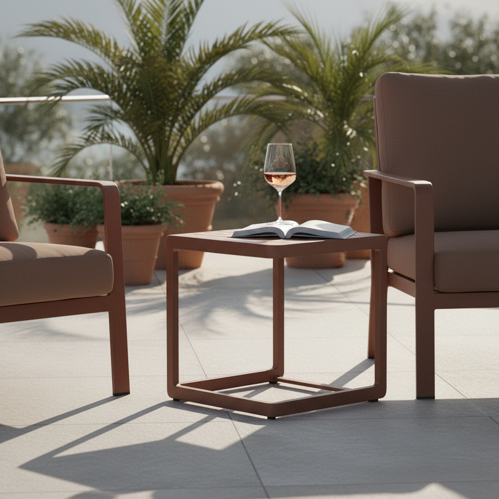 Bizzotto Konnor Beistelltisch Rostfarben Aluminium 40×40 H45