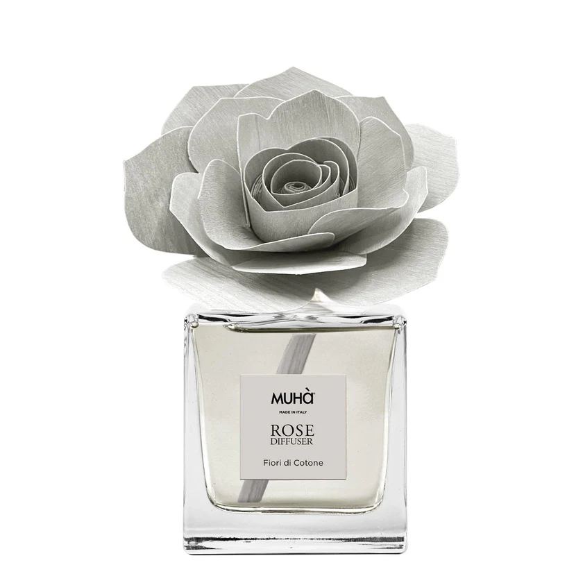Muhà Profumatore Diffusore Rosa Grigia Fiori di Cotone 100ml