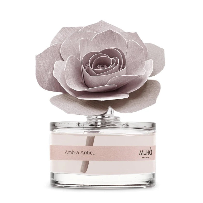 Muhà Profumatore Diffuser Rosa Rosa Bomboniera  Ambra Antica 50ml