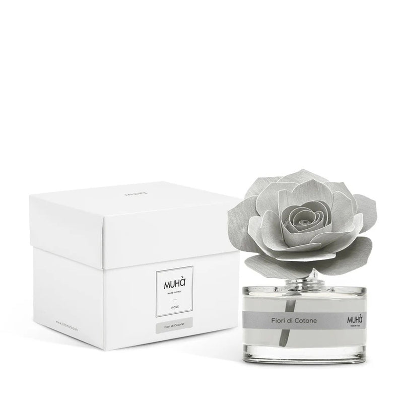 Muhà Profumatore Diffuser Rosa Grigia Bomboniera Fiori di Cotone 50 Ml