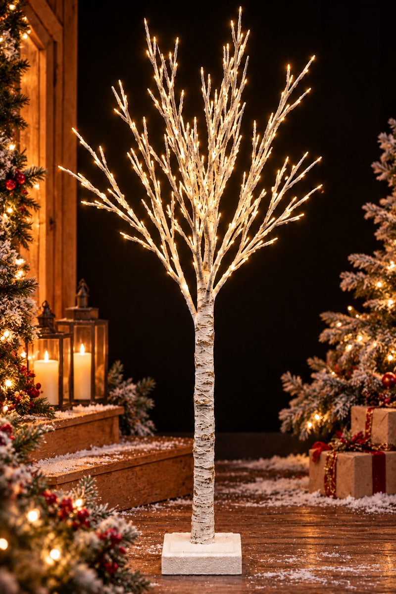 ARPIMEX Albero di Natale Innevato Bianco H 125 cm con Luci LED Bianco Caldo