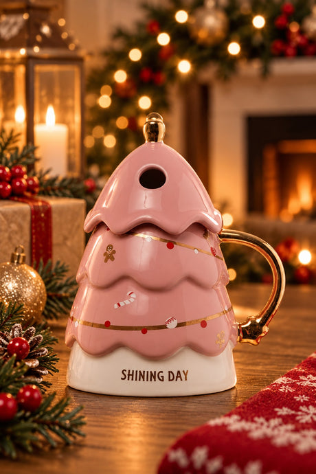 ARPIMEX Contenitore Natale Alberello 10 x 10 x 16 Cm Rosa