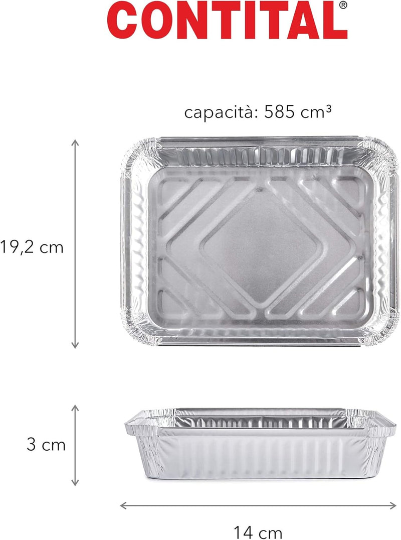 Contital Contenitori Alluminio R8L 2 Porzioni 192 x 140 Mm 100 Pz