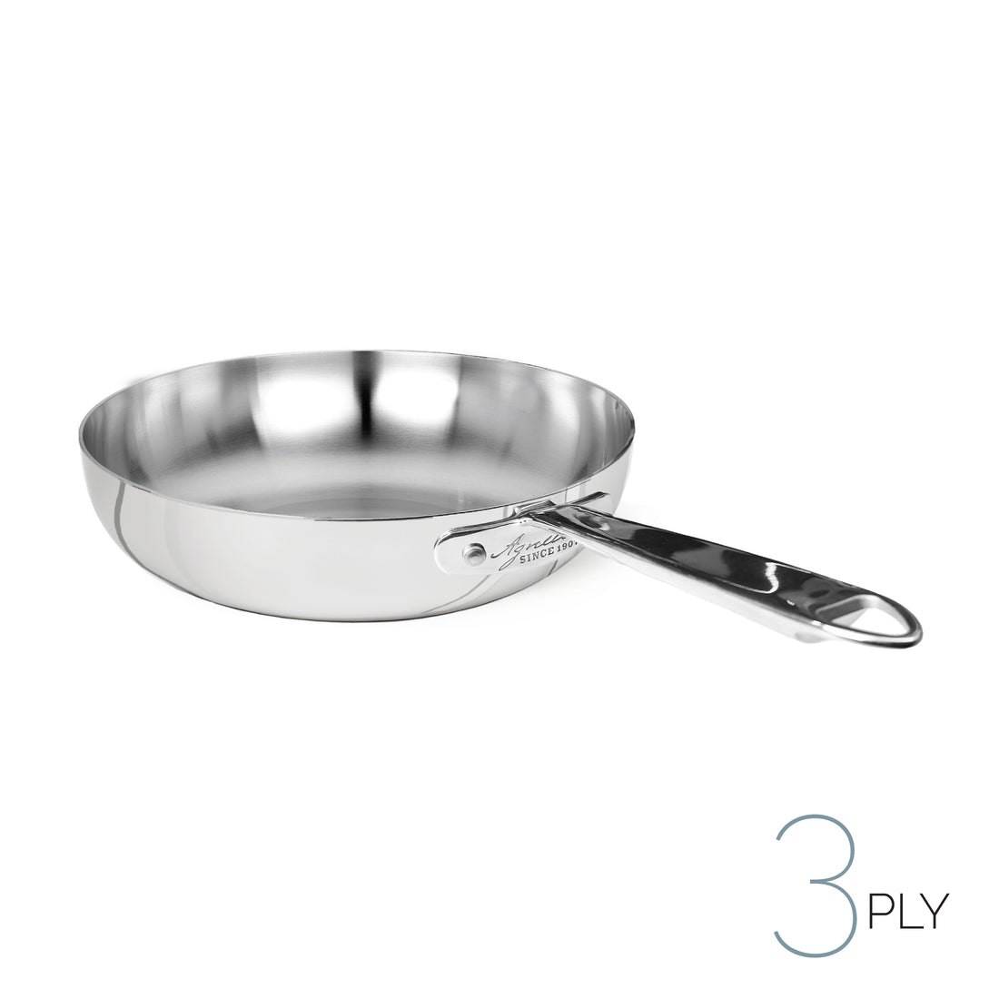 AGNELLI Padella Svasata Alta Aluinox 3Ply con 1 Manico Inox 20x5,5 Cm