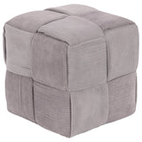 Dimo Pouf Brady in Velluto a Coste Intrecciato, Grigio Chiaro