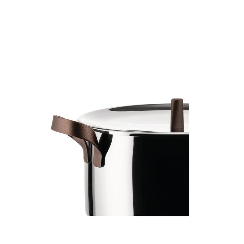 Alessi EDO Casseruola Bassa D 24 Cm a Due Manici in Acciaio Inox e PVD Marrone