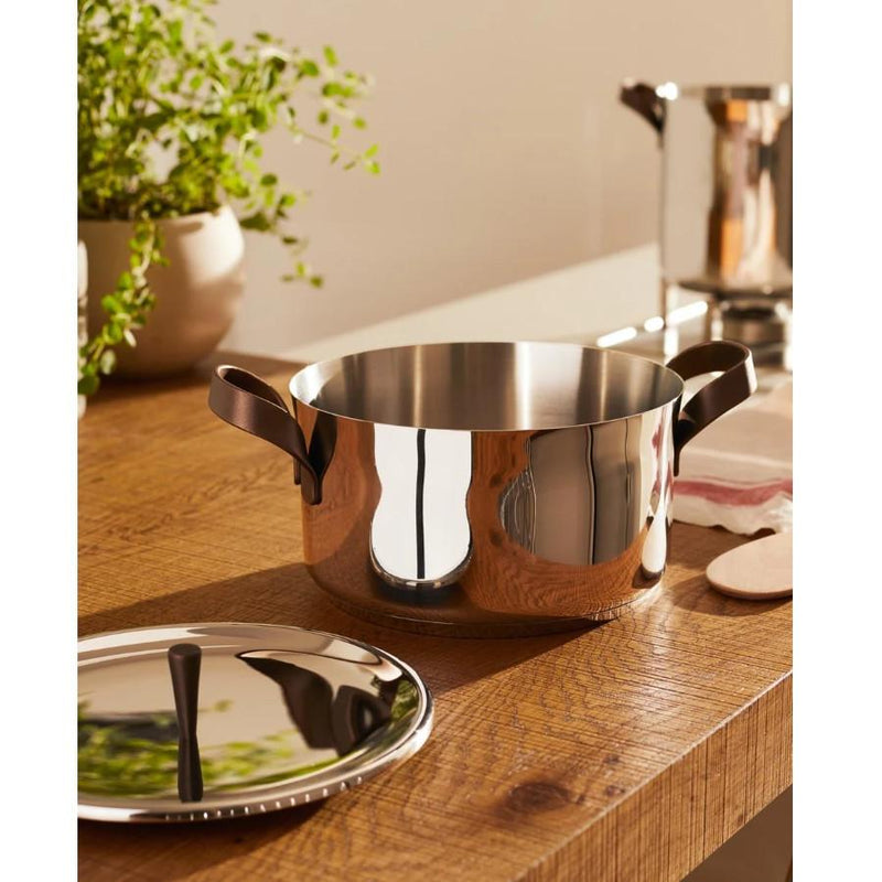 Alessi EDO Casseruola Bassa D 24 Cm a Due Manici in Acciaio Inox e PVD Marrone