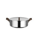 Alessi EDO Casseruola Bassa D 24 Cm a Due Manici in Acciaio Inox e PVD Marrone