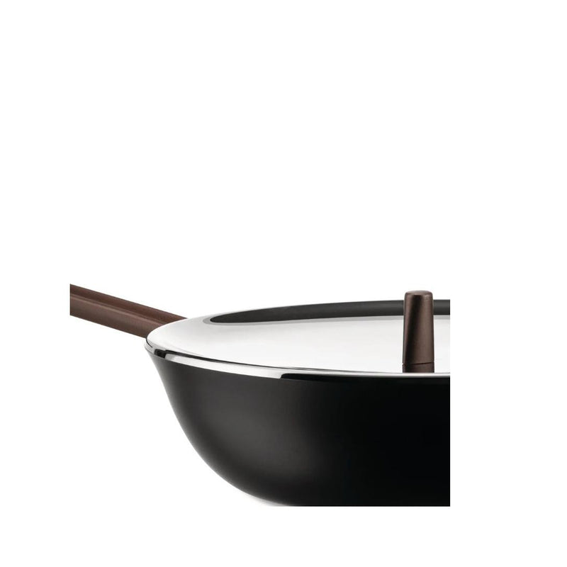 Padella Alta Alessi Edo 28 cm Marrone con Manico Lungo – Padella in Acciaio Design Elegante