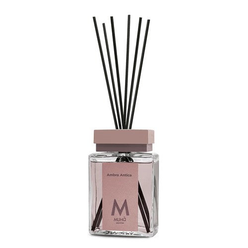 Muhà Luxe Perfume Diffusore Ambiente con Bastoncini Ambra Antica 500 Ml