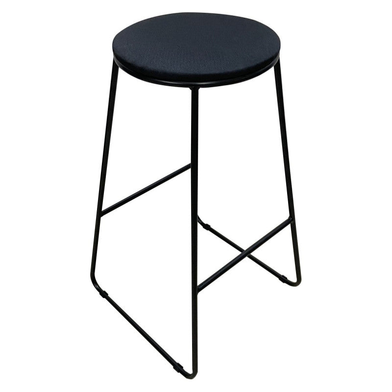Dimo Sgabello Colby Seduta Rotonda in Tessuto Nero Gambe Nere