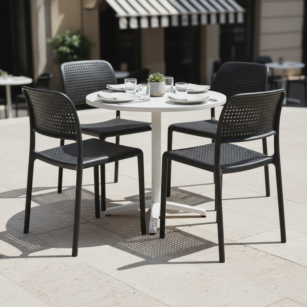 Tavolata bistrot con sedie Bora Antracite