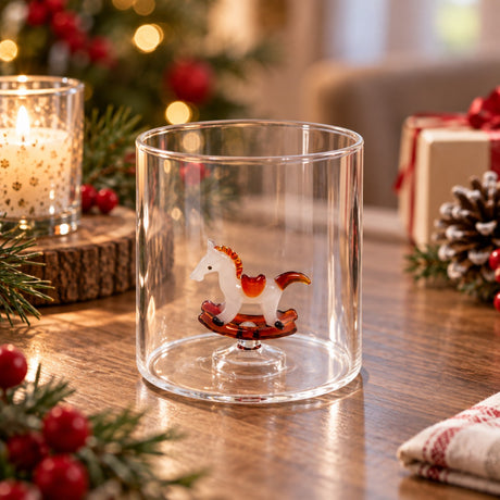 WD LifeStyle Bicchiere Vetro Borosilicato Cc 250 ml Decoro Cavallo a Dondolo