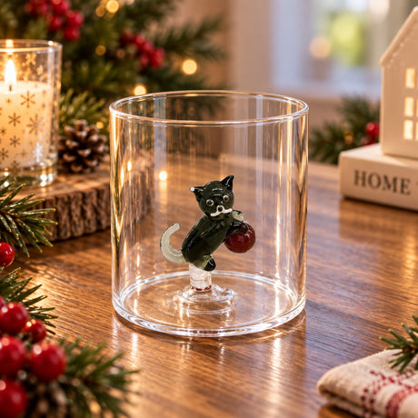 WD LifeStyle Bicchiere Vetro Borosilicato Cc 250 ml Decoro Gatto