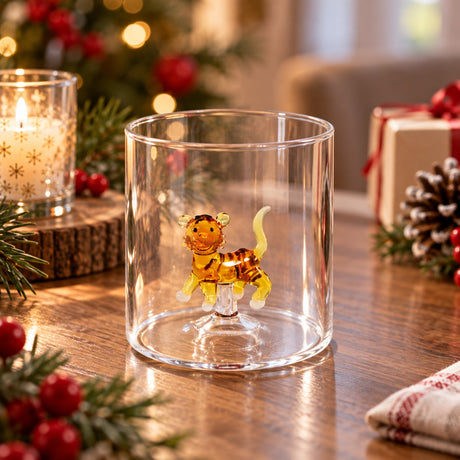 WD LifeStyle Bicchiere Vetro Borosilicato Cc 250 ml Decoro Tigre