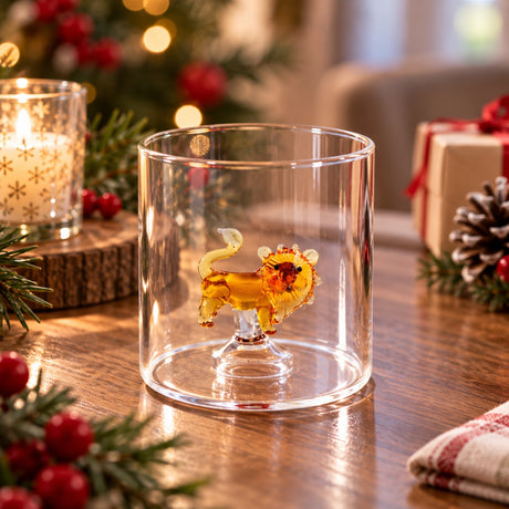 WD LifeStyle Bicchiere Vetro Borosilicato Cc 250 ml Decoro Leone