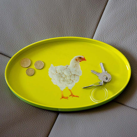 WD Lifestyle Vassoio Svuotatasche Ovale Gallina 28x17 cm – Vassoio Decorativo da Arredo