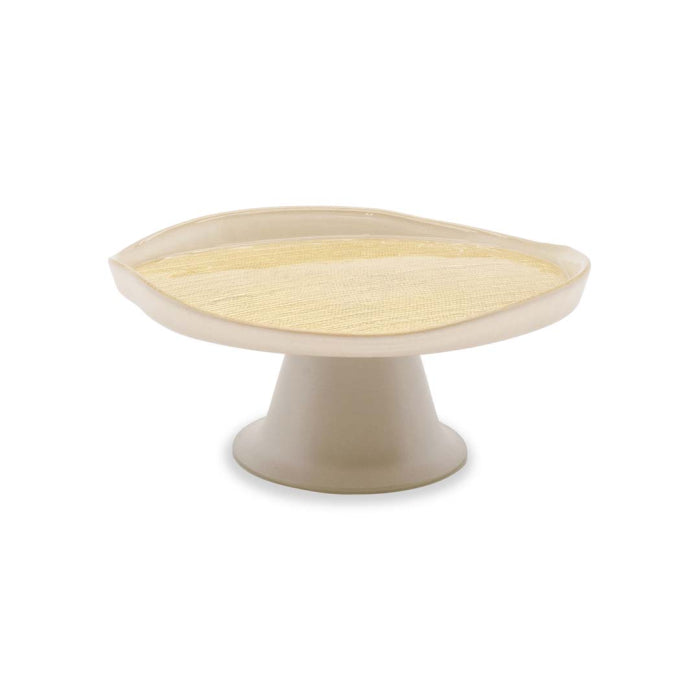 WD Lifestyle Alzata Media in Vetro Perla e Oro Ø21 cm – Alzatina Decorativa da Tavola