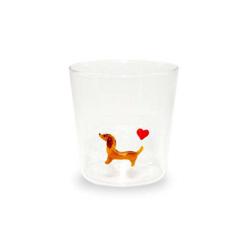 WD LifeStyle Bicchiere Vetro Borosilicato Cc 250 ml Decoro Bassotto