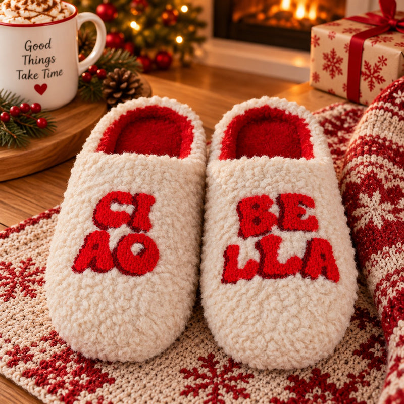 WD Lifestyle Pantofole Ciao Bella Taglia L/XL – Pantofole Divertenti da Casa