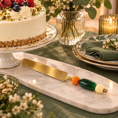 WD LifeStyle Coltello da Torta Verde in Acciaio e Resina – Posata da Dessert per Dolci e Torte