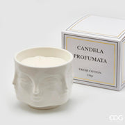 EDG Enzo De Gasperi Candela C/Vaso Facce H9 D11 B9 Cotton Bianca