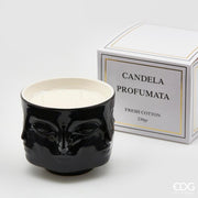EDG Enzo De Gasperi Candela C/Vaso Facce H9 D11 B9 Cotton Nera