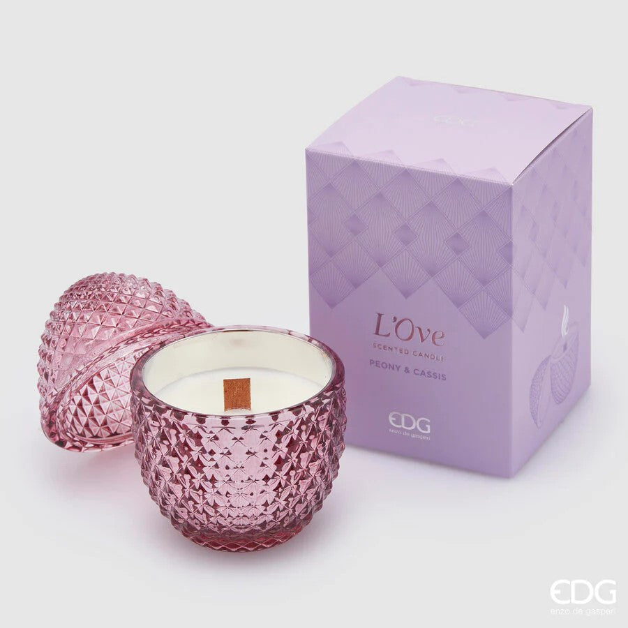 EDG Enzo De Gasperi Candela L'Ove a Forma di Uovo Con Profumo H 12 Cm D 8 Cm Peony & Cassis