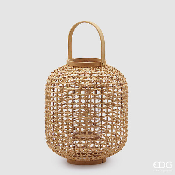 EDG Enzo De Gasperi Lanterna Natural Bombato con Manico H 38 Cm D 29 Cm