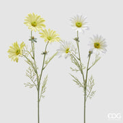 EDG Enzo De Gasperi Ramo Margherita a 3 Fiori con Foglie H 65 Cm Bianco o Giallo 1 Pz