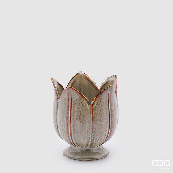 EDG Enzo De Gasperi Vaso Tulipano H 16 Cm D 14 Cm Salvia