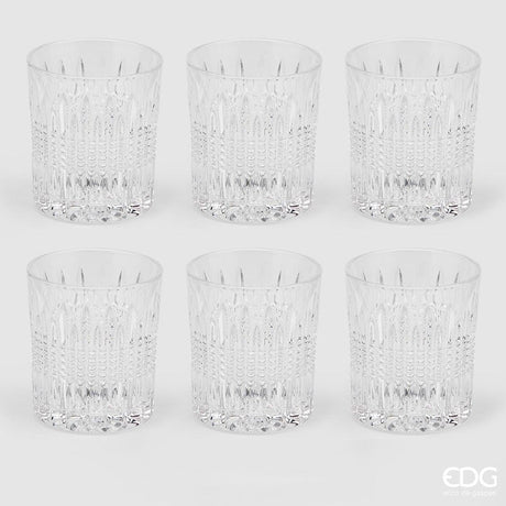 Bicchiere Righe H 9,5 Cm D 8,2 Cm 6 Pz
