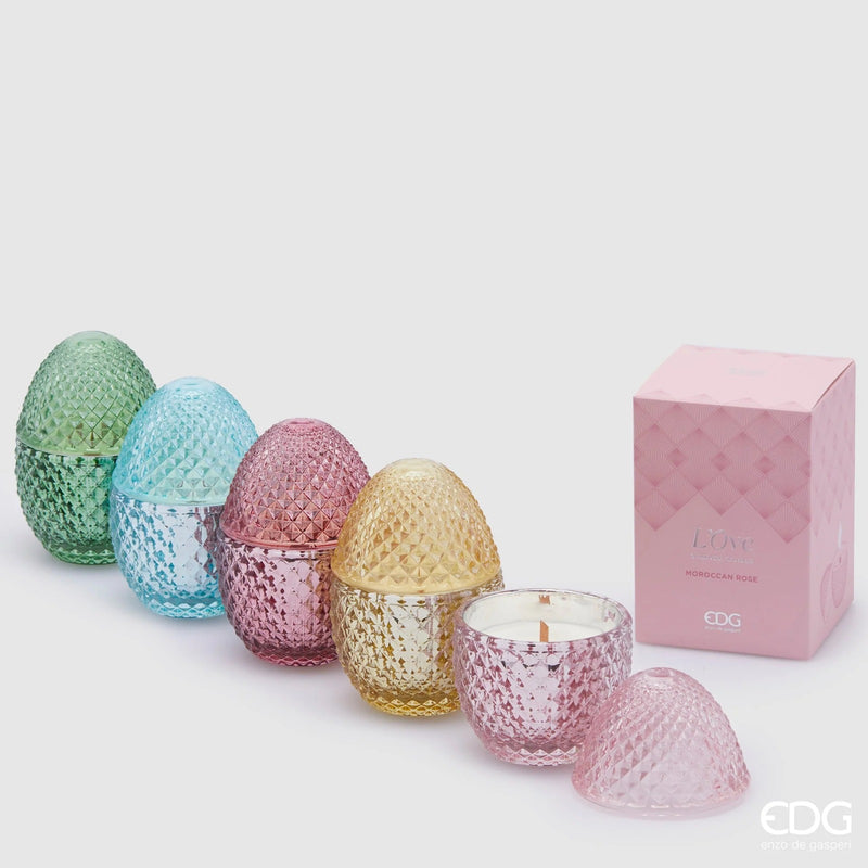 EDG Enzo De Gasperi Candela L'Ove a Forma di Uovo Con Profumo H 12 Cm D 8 Cm Fig & Gardenia